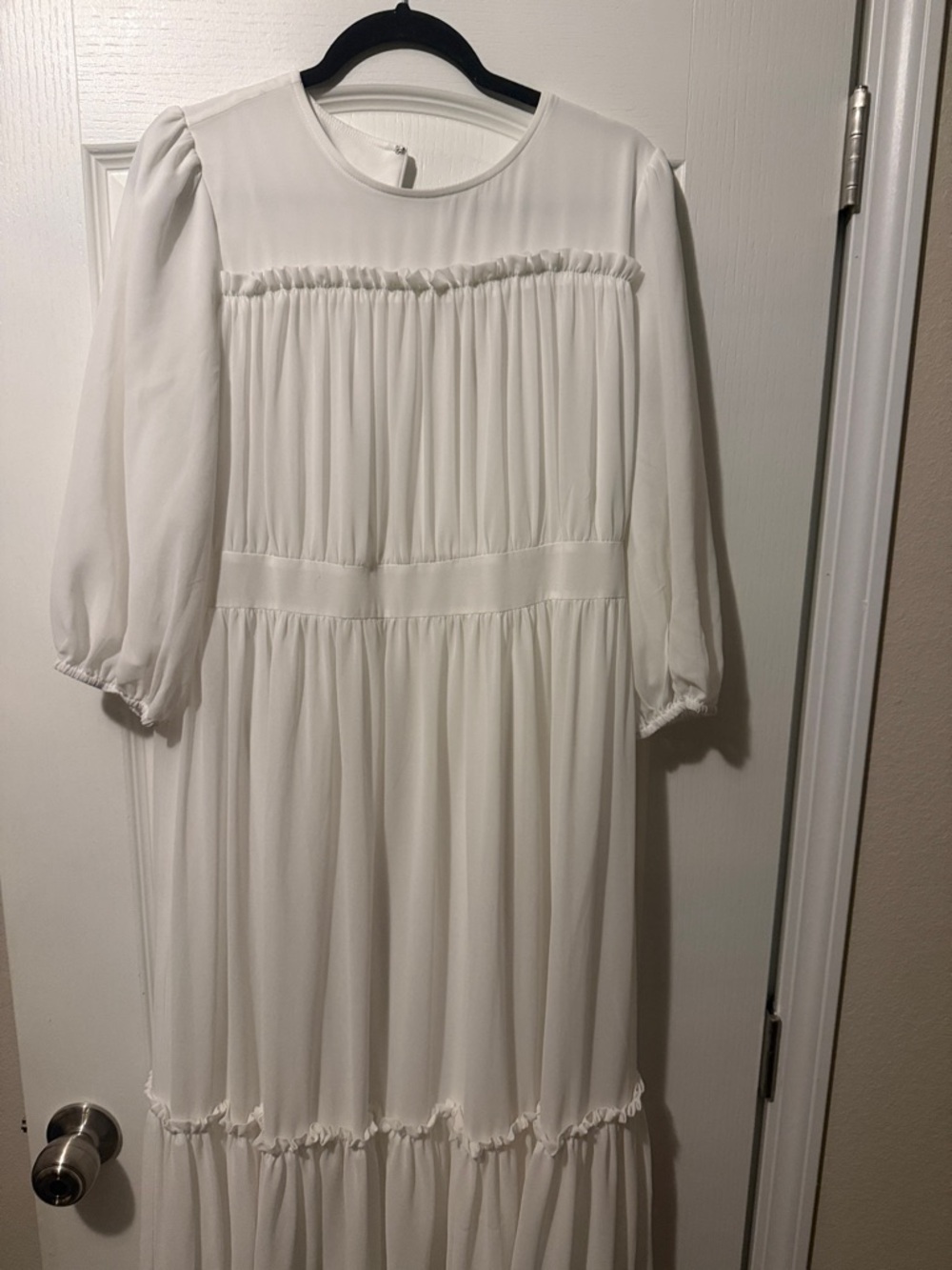 Dainty Jewells White Ruffle Detail Long Sleeve Maxi Dress for Girls